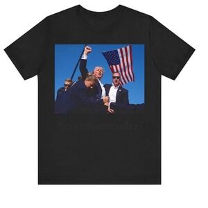 Trump 2024 Never Surrender Graphic T Shirt Navy Blue Size M